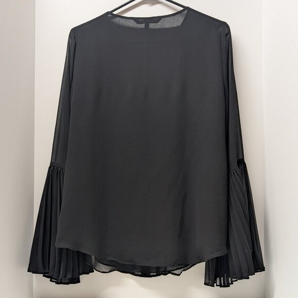 White House Black Market Maggie Pleated Sleeve Blouse in Black - Picture 4 of 14